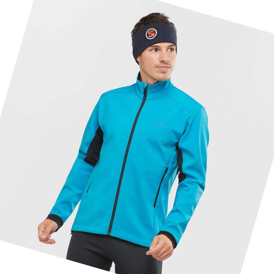 Salomon AGILE SOFTSHELL Kabát Férfi Kék | HU 2367MQZ